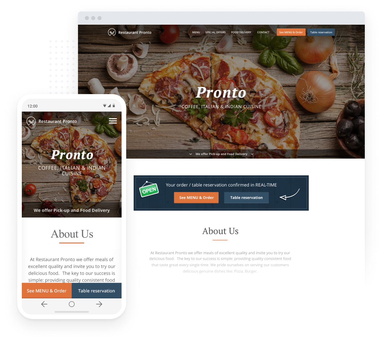 Online eten-bestelsysteem voor restaurants